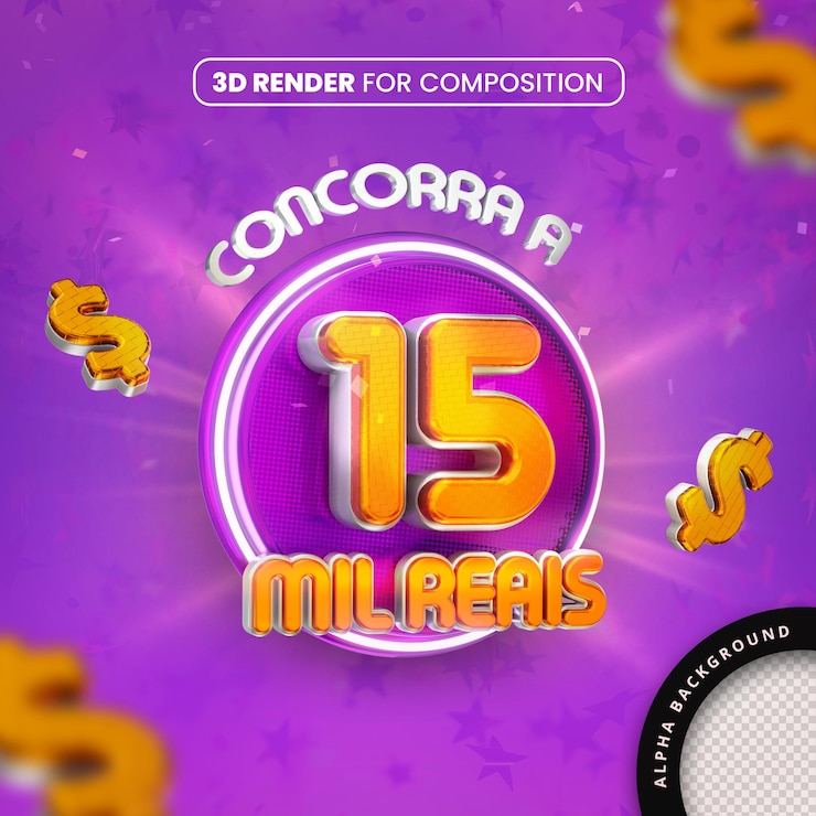 PSD concorra un 15 mil reales 3d render para la composición