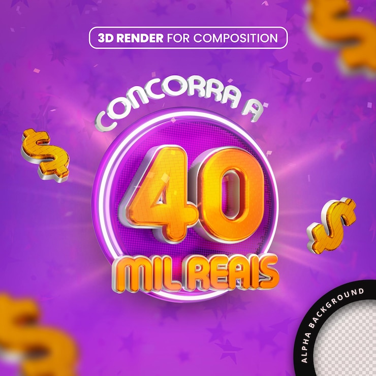 PSD concorra a 40 mil reais 3d render para composição