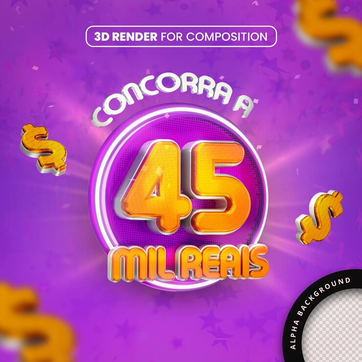 PSD concorra a 45 mil reais 3d render para composição