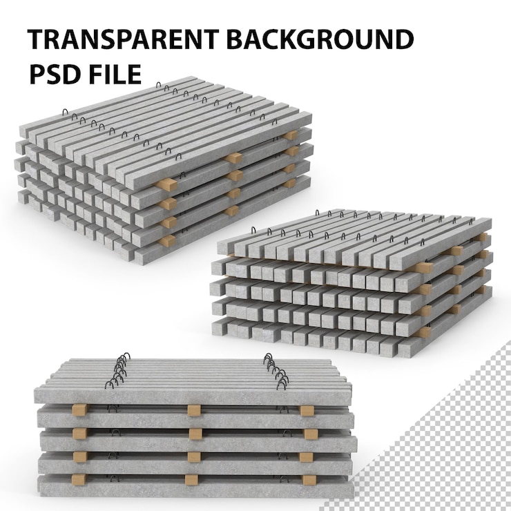 PSD concrete slabs stack png