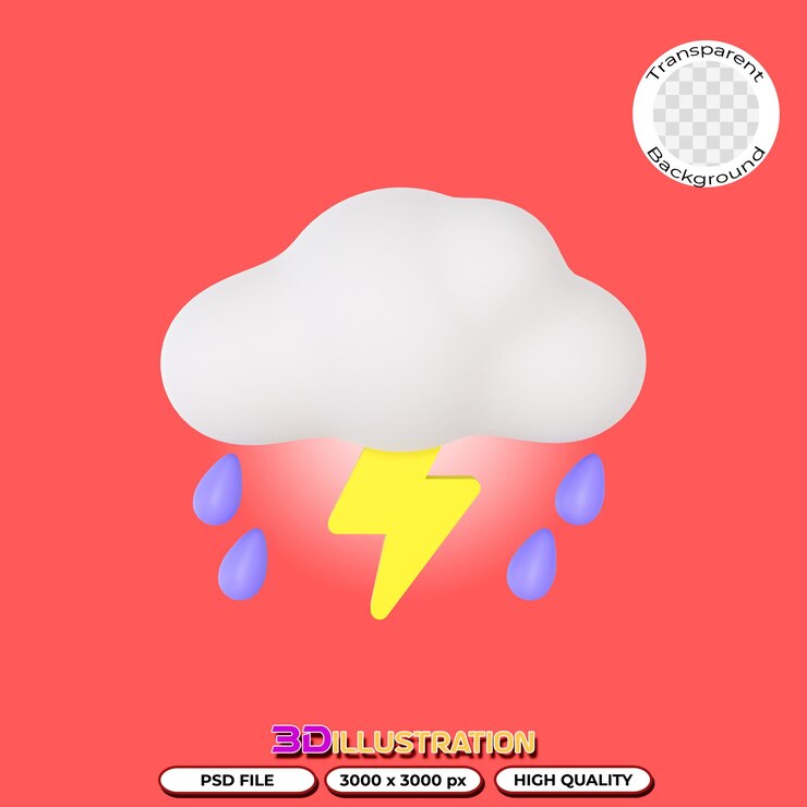 PSD condiciones meteorológicas en ilustraciones 3d sobre un fondo transparente