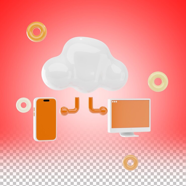 PSD condivisione di icone e illustrazioni 3d cloud