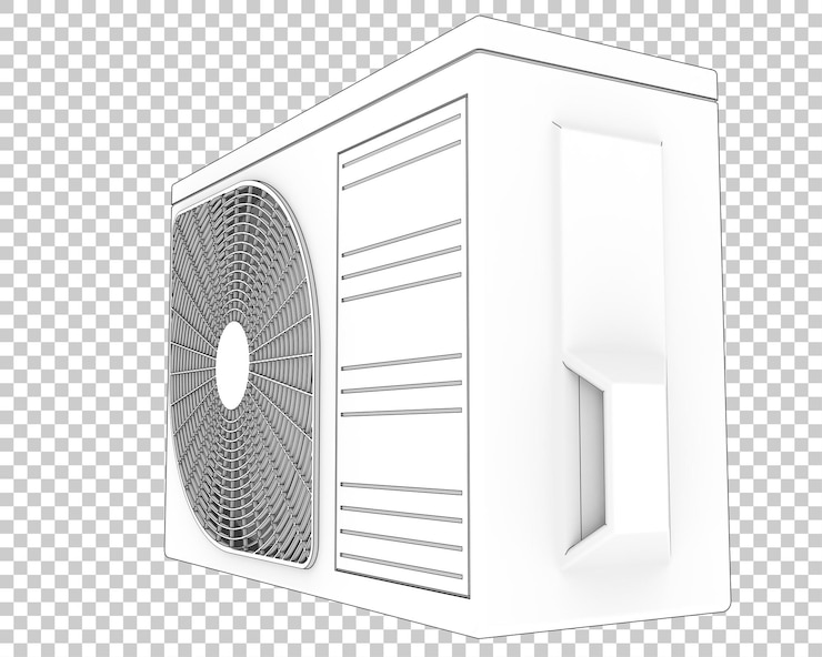 PSD condizionatore d'aria isolato su sfondo trasparente 3d rendering illustrazione
