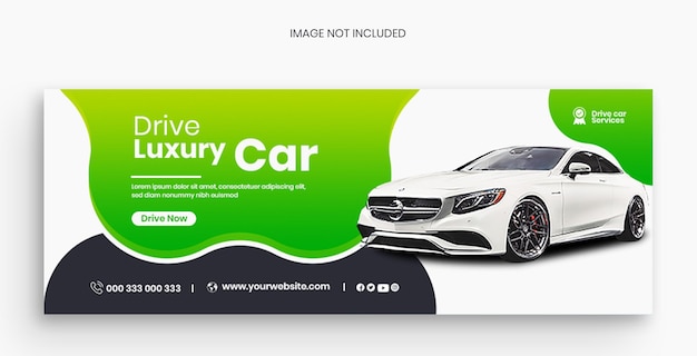 Conducir banner de portada de facebook de coche de lujo