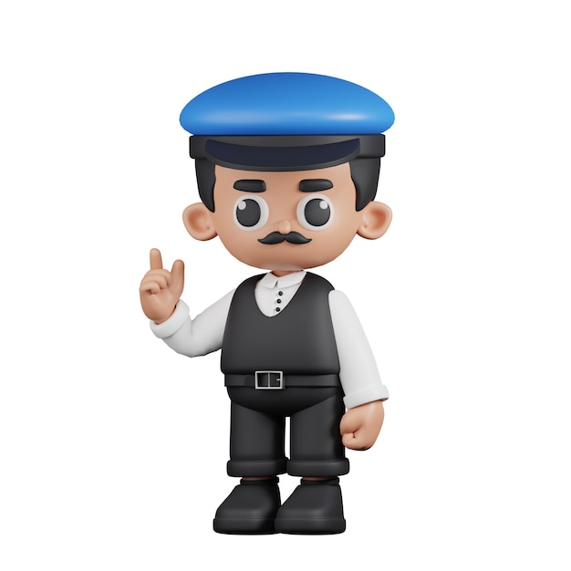 Conductor de personaje 3D dando pose de asesoramiento