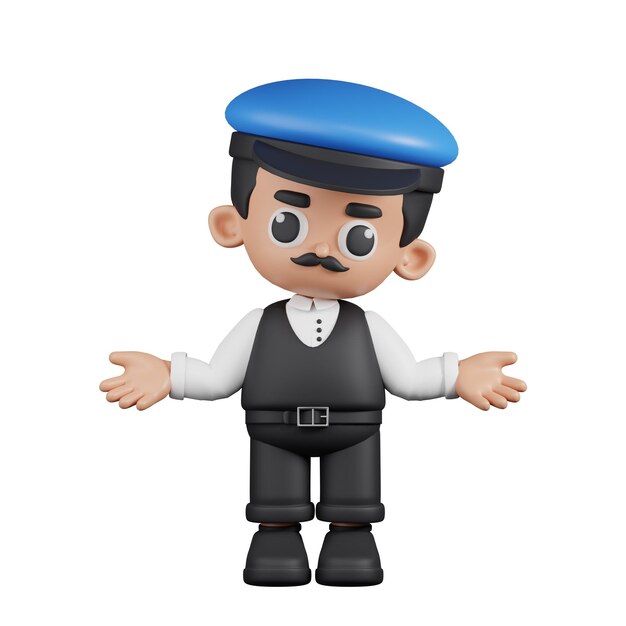 Conductor de personaje 3D haciendo la pose sin idea