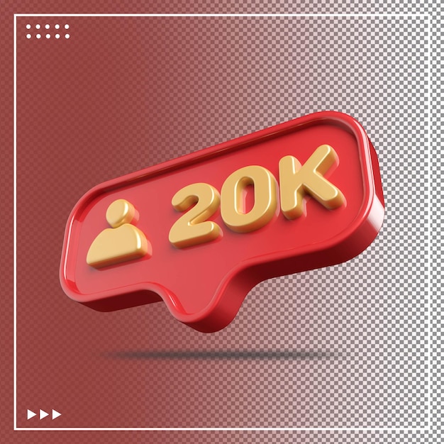 Ícone 20k seguidores ouro 3d