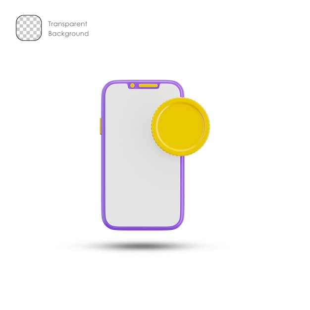 Ícone 3d de pagamento móvel on-line e símbolo em fundo branco. Design moderno e minimalista.