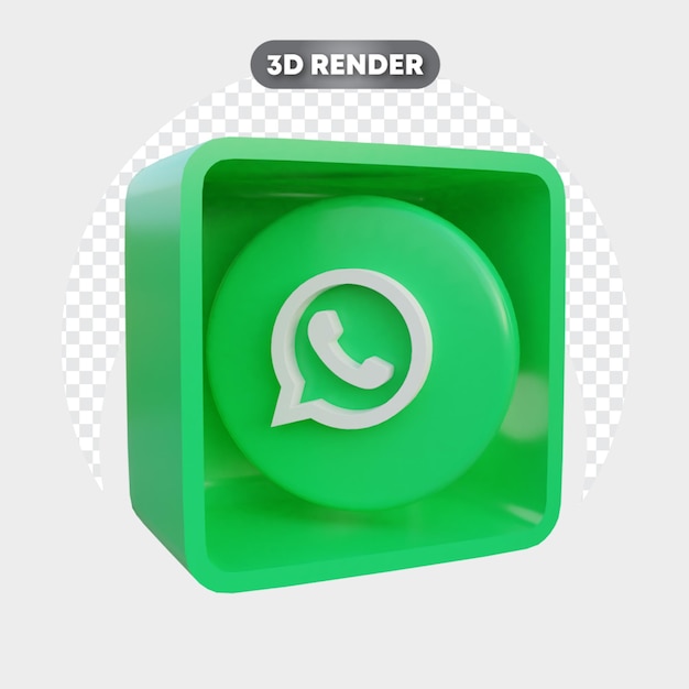 Ícone 3D isolado na caixa de mídia social WhatsApp