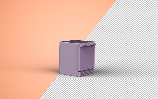 Ícone 3d roxo monocromático de cor única, em fundo creme, cor única, renderização em 3d, objetos domésticos