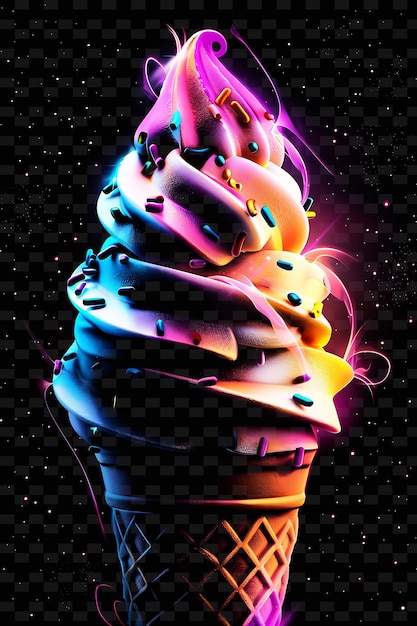 PSD un cône de crème glacée coloré avec le mot crème glacées dessus