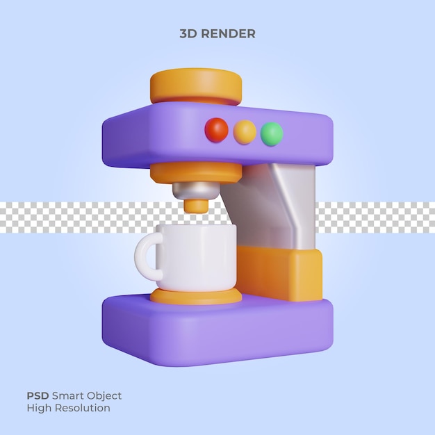 Ícone da máquina de café ilustração 3D render isolado premium psd