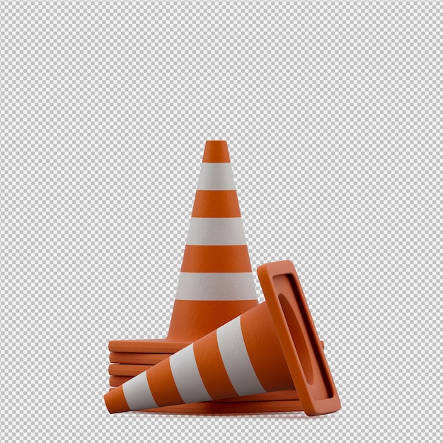 Cone de aviso isométrico 3D render