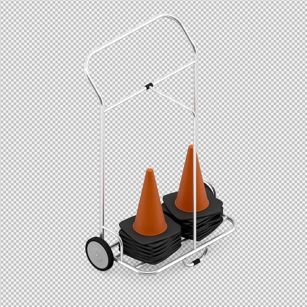 PSD cone de aviso isométrico 3d render