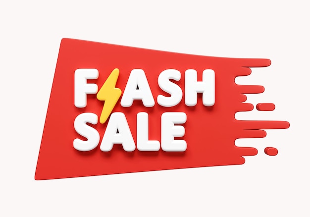Ícone de compras de venda em flash 3d para mídia social e site Oferta especial de campanha de venda em flash ou ícone de promoção isolado em fundo branco ilustração de renderização 3d Traçado de recorte