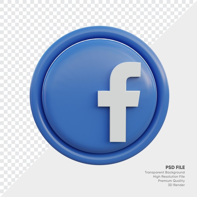 Ícone de conceito de logotipo de estilo 3D do Facebook em redondo isolado