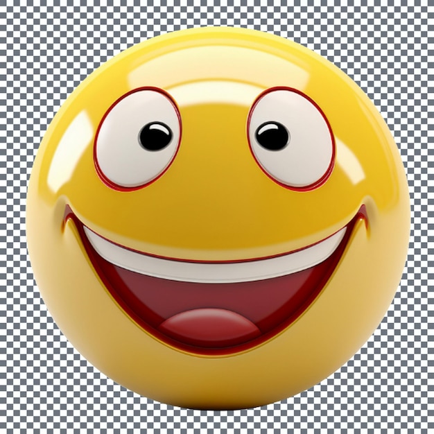 Ícone de emoji amarelo sorridente em fundo transparente ilustração 3D