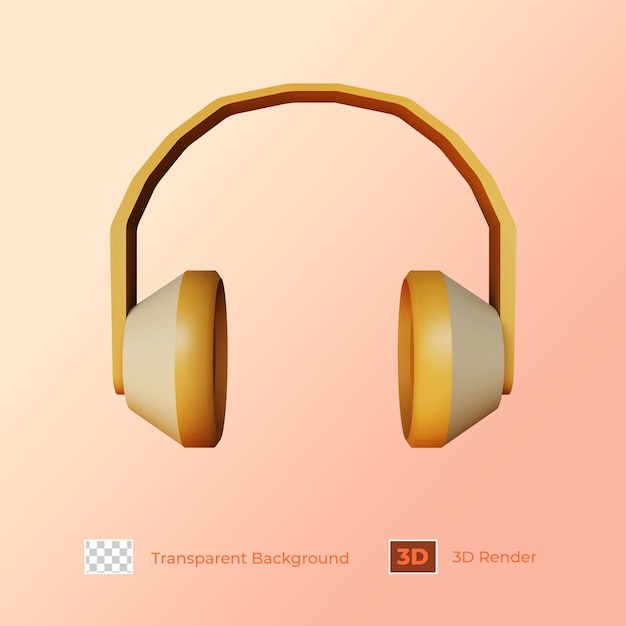Ícone de fone de ouvido de renderização 3D