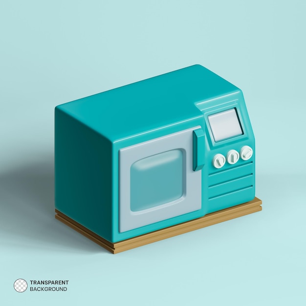 Ícone de forno de microondas isolado ilustração de renderização 3d