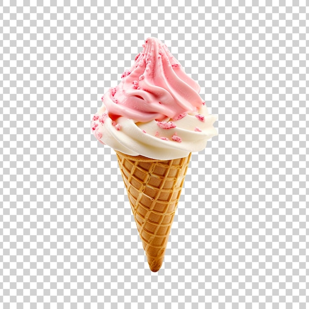 Cone de gelado sobre um fundo transparente