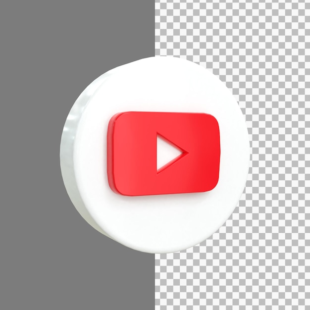 Ícone de mídia social 3d do YouTube Conceito de ícone 3d brilhante colorido renderização em 3d para composição