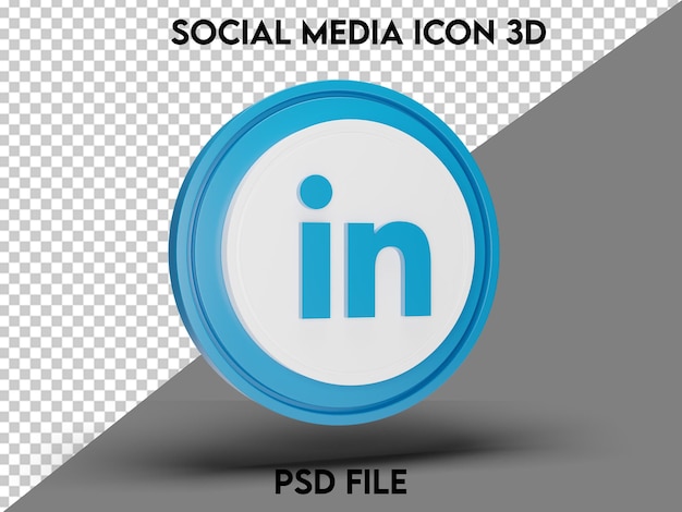 Ícone de mídia social do LinkedIn renderizado em 3D