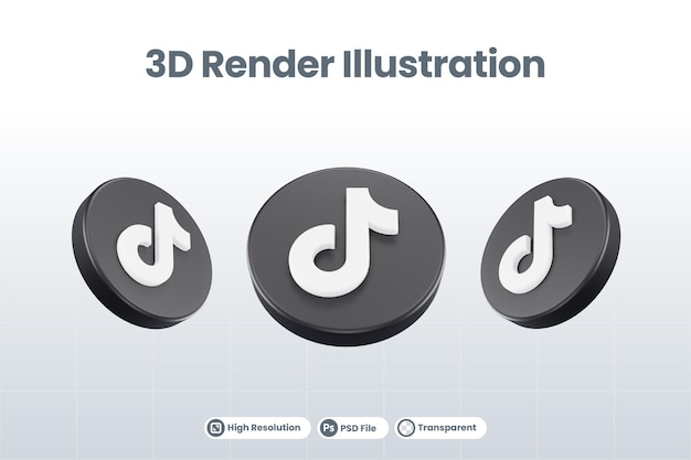 Ícone de mídia social tiktok logo isolado em 3d render