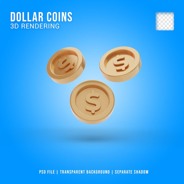 Ícone de moeda de dólar 3D isolado