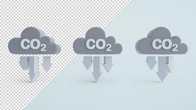 Ícone de nuvem de CO2 em fundo verde no conceito ambiental Ilustração 3D de dióxido de carbono