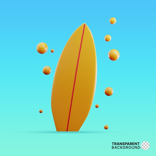 Ícone de prancha de surf PSD isolado ilustração de renderização 3d