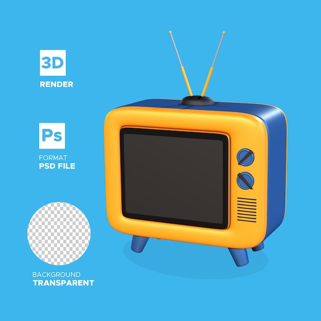 Ícone de renderização 3D de televisão PSD Premium