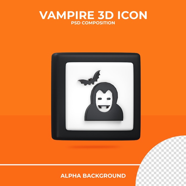 Ícone de renderização 3D de vampiro halloween Premium Psd