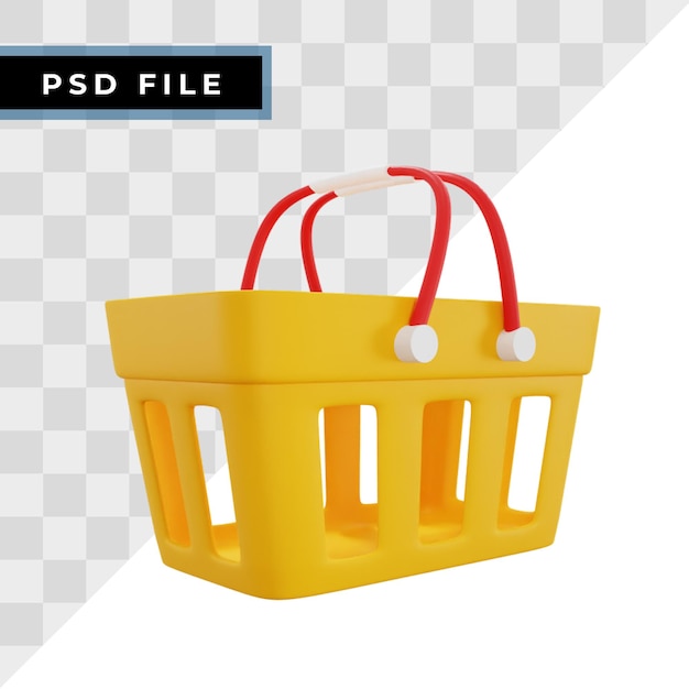 Ícone de renderização 3D do carrinho de compras isolado, perfeito para apresentação de negócios de comércio eletrônico