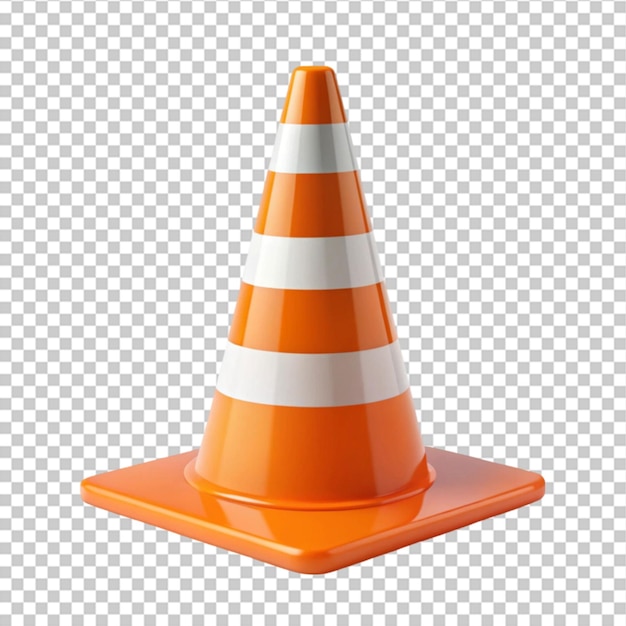 Cone de segurança naranja de goma sobre fundo branco
