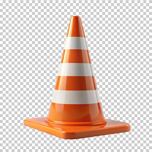 Cone de segurança naranja de goma sobre fundo branco