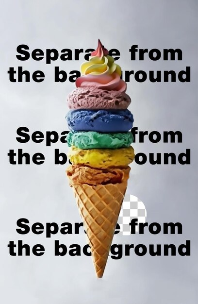 Cone de sorvete com arco-íris sem fundo imagem raster multicamada