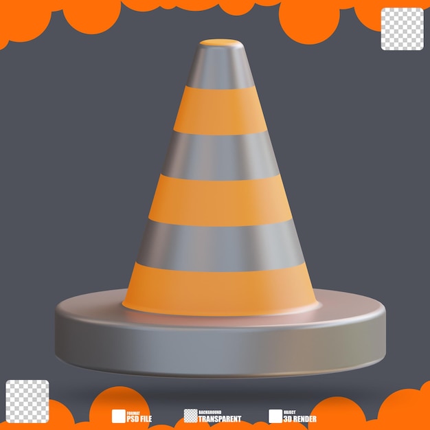 PSD cone de tráfego de ilustração 3d 2