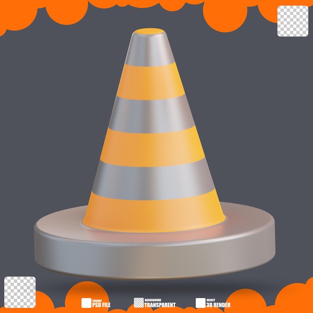 PSD cone de tráfego de ilustração 3d 3