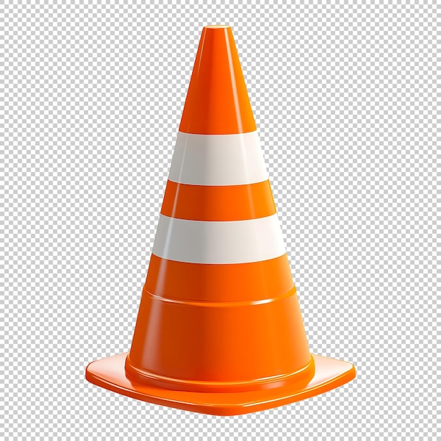 Cone de tráfego laranja isolado em fundo PNG claro