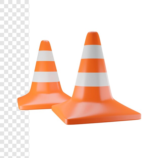 PSD cone de trânsito laranja 3d