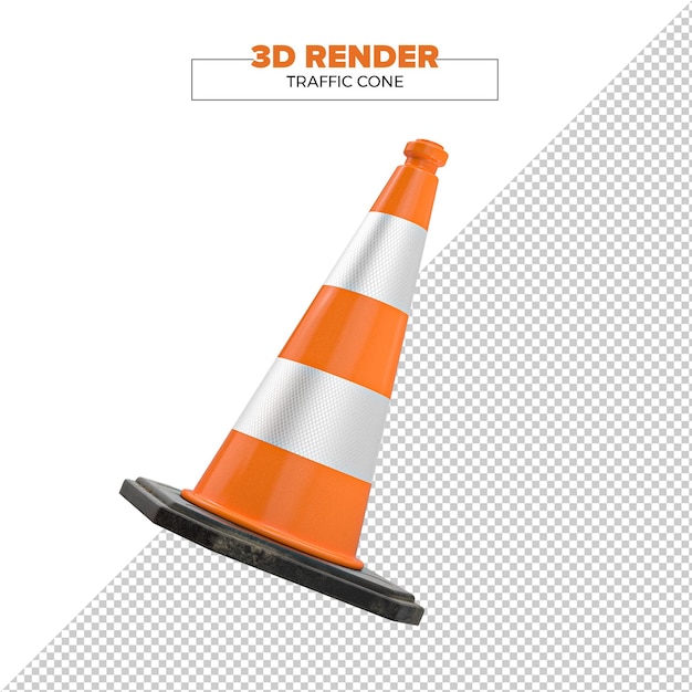 Cone de trânsito psd 3d renderizado em fundo transparente