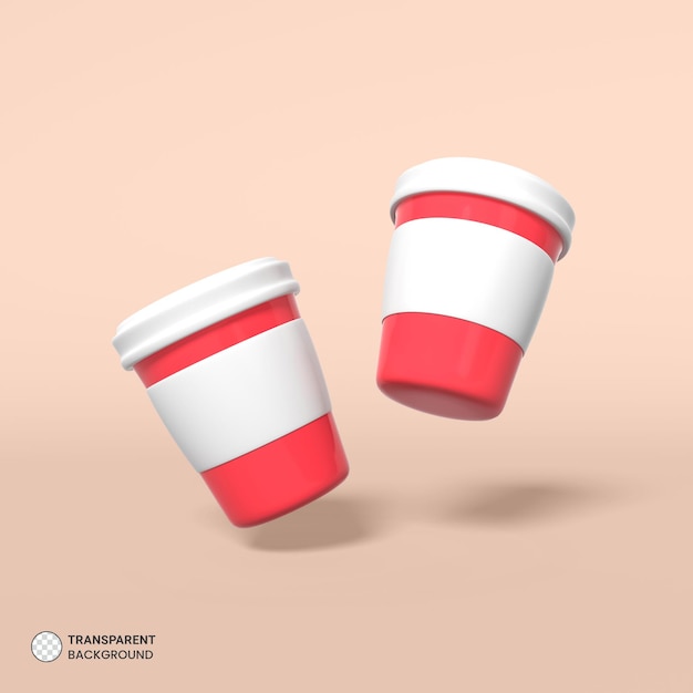 Ícone de xícara de café isolado ilustração de renderização 3d