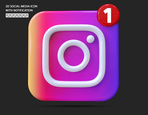 Ícone do Instagram com estilo de notificação 3D