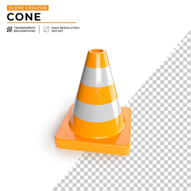 cône orange dessin animé 3D isolé