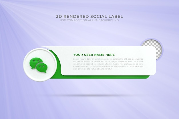 PSD conecte-nos na mídia social wechat abaixe o terceiro emblema de ícone de renderização de design 3d