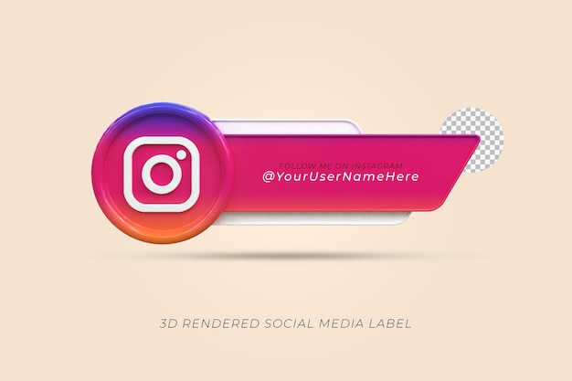 Conéctese con nosotros en las redes sociales de instagram, tercer tercio inferior, diseño 3d, icono de representación