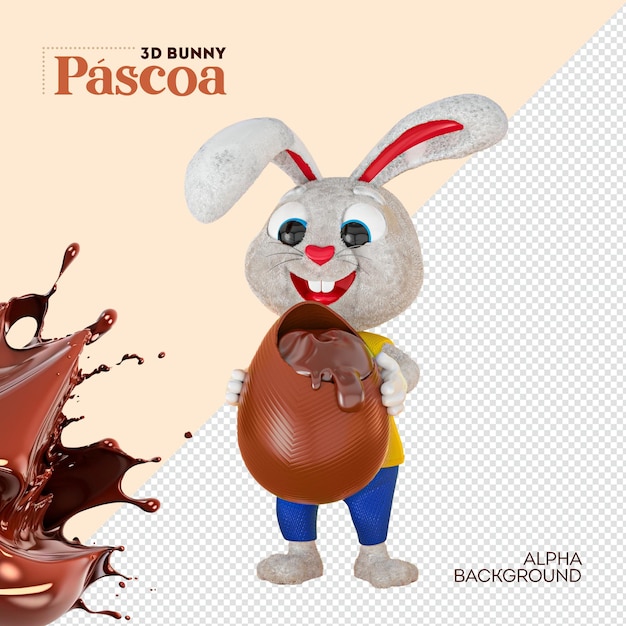 Conejito de pascua 3d aislado para componer