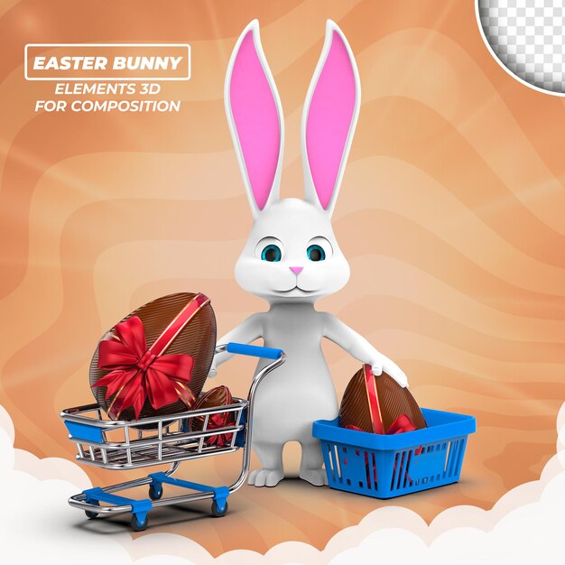 Conejito de Pascua 3d para composición aislada