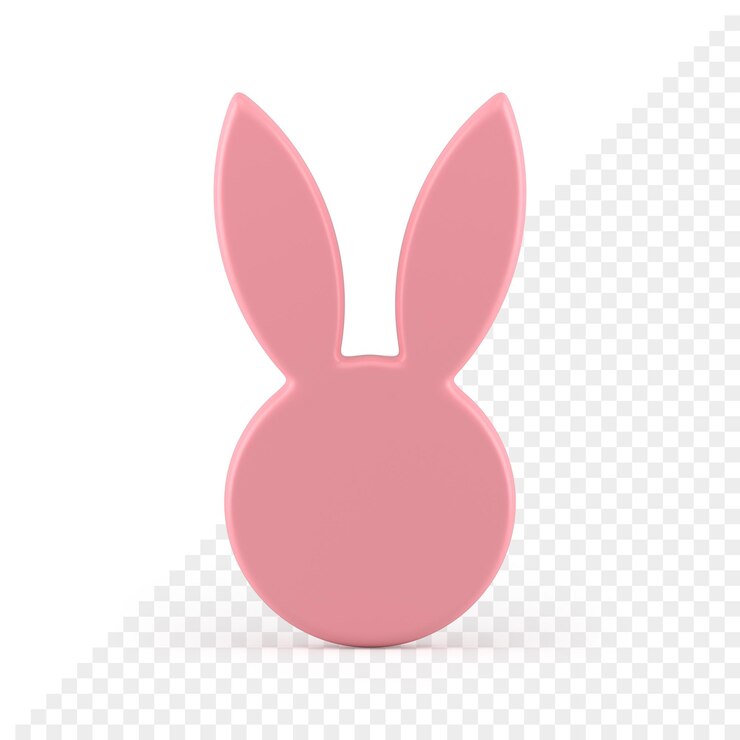 PSD conejito de pascua cabeza rosada estatuilla minimalista abstracta elemento de decoración delgada icono 3d ilustración realista