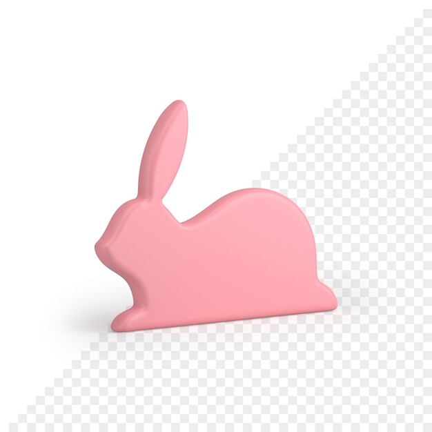PSD conejito de pascua rosa con orejas largas decoración de porcelana delgada estatuilla icono 3d ilustración realista